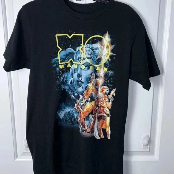 T shirt , PTP 17” MANOWAR VALIANT JACK OF ALL TRADES MEDIUM  BLACK GRAPHIC  USED - Picture 1 of 8
